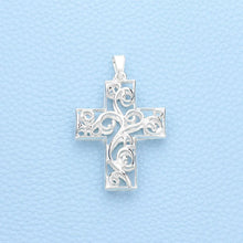 Load image into Gallery viewer, Silver Filigree Metal Cross Pendant Set
