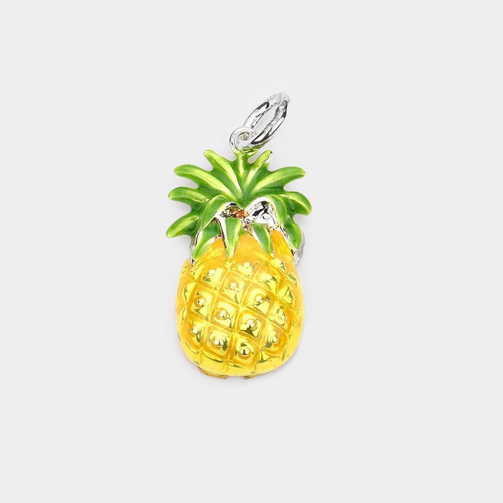 Yellow Enamel Metal Pineapple Pendant