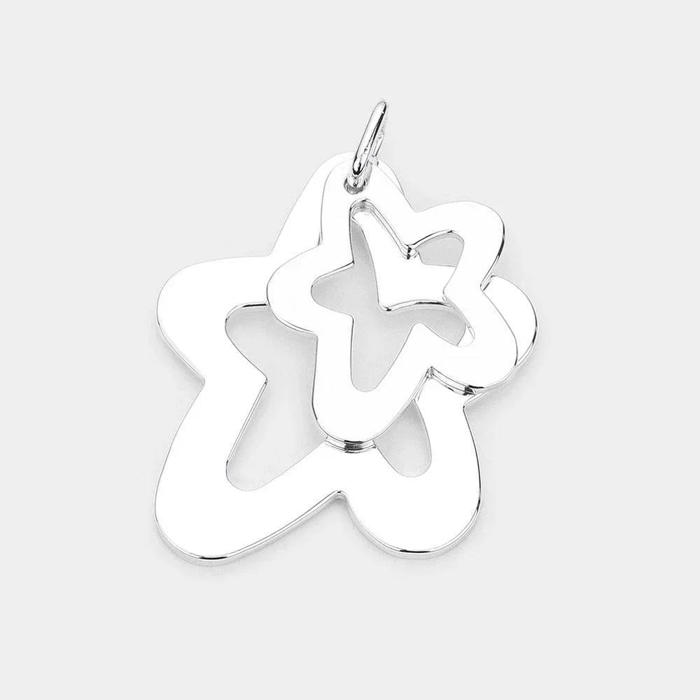 Double Open Metal Star Layered Pendant