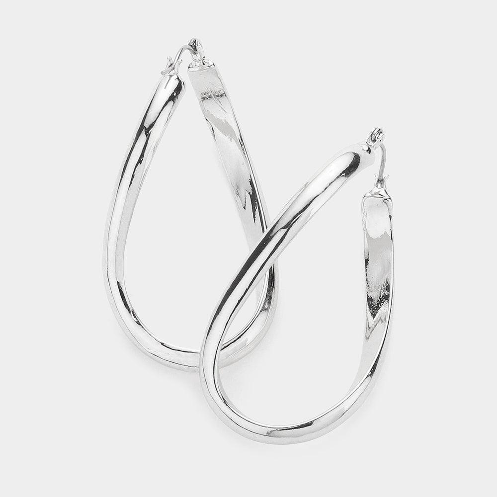 Twisted Metal Oval Hoop Pin Catch Earrings - Jewelry Store by Erik Rayo