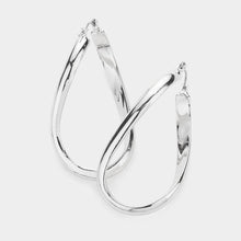 Load image into Gallery viewer, Twisted Metal Oval Hoop Pin Catch Earrings
