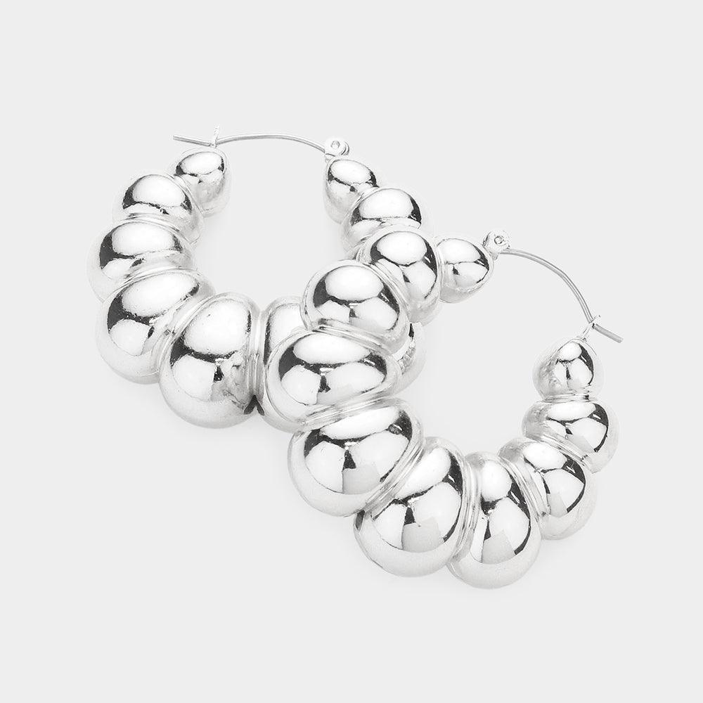 Abstract Metal Hoop Pin Catch Earrings - Jewelry Store by Erik Rayo