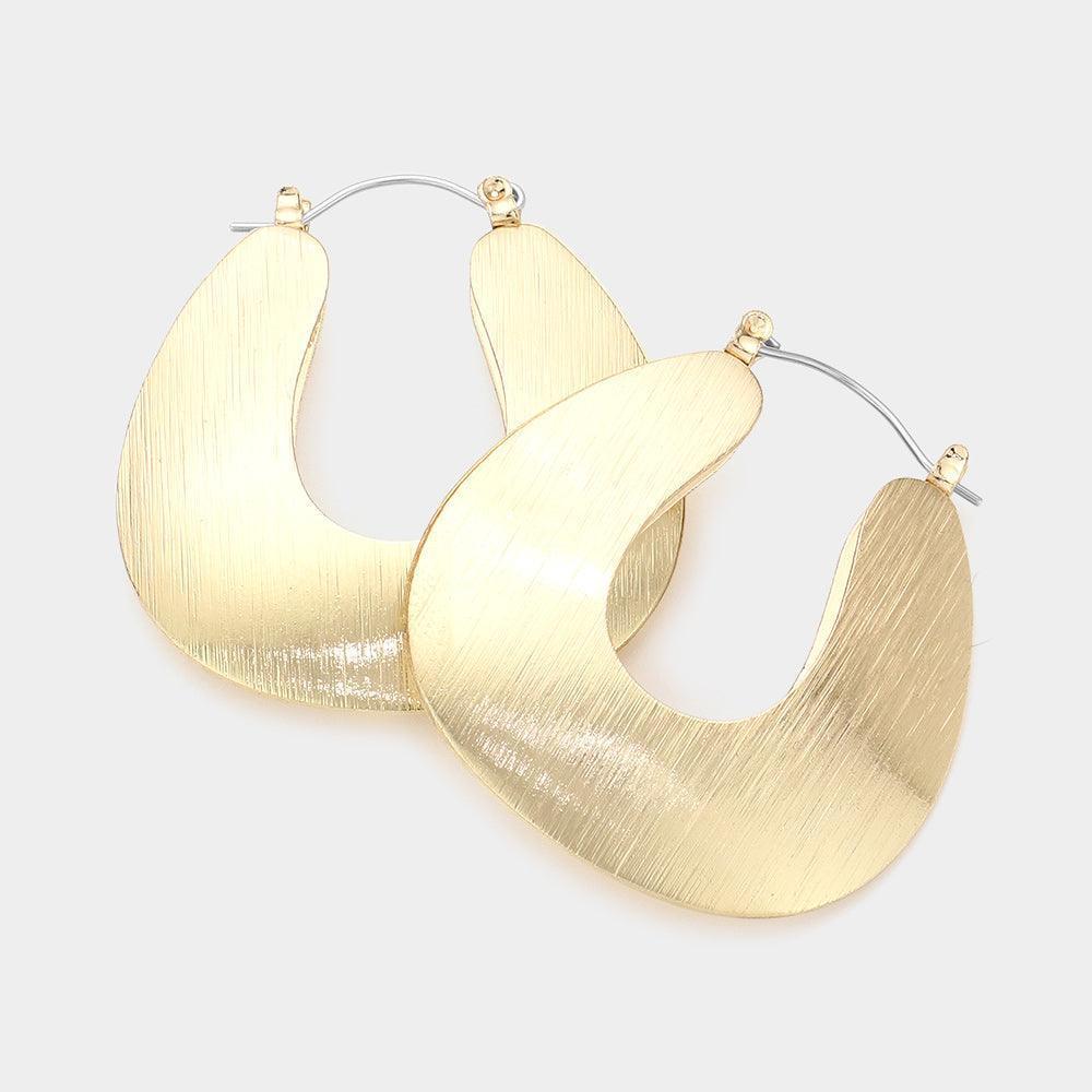 Gold Brushed Metal Hoop Pin Catch Earrings - Jewelry Store by Erik Rayo