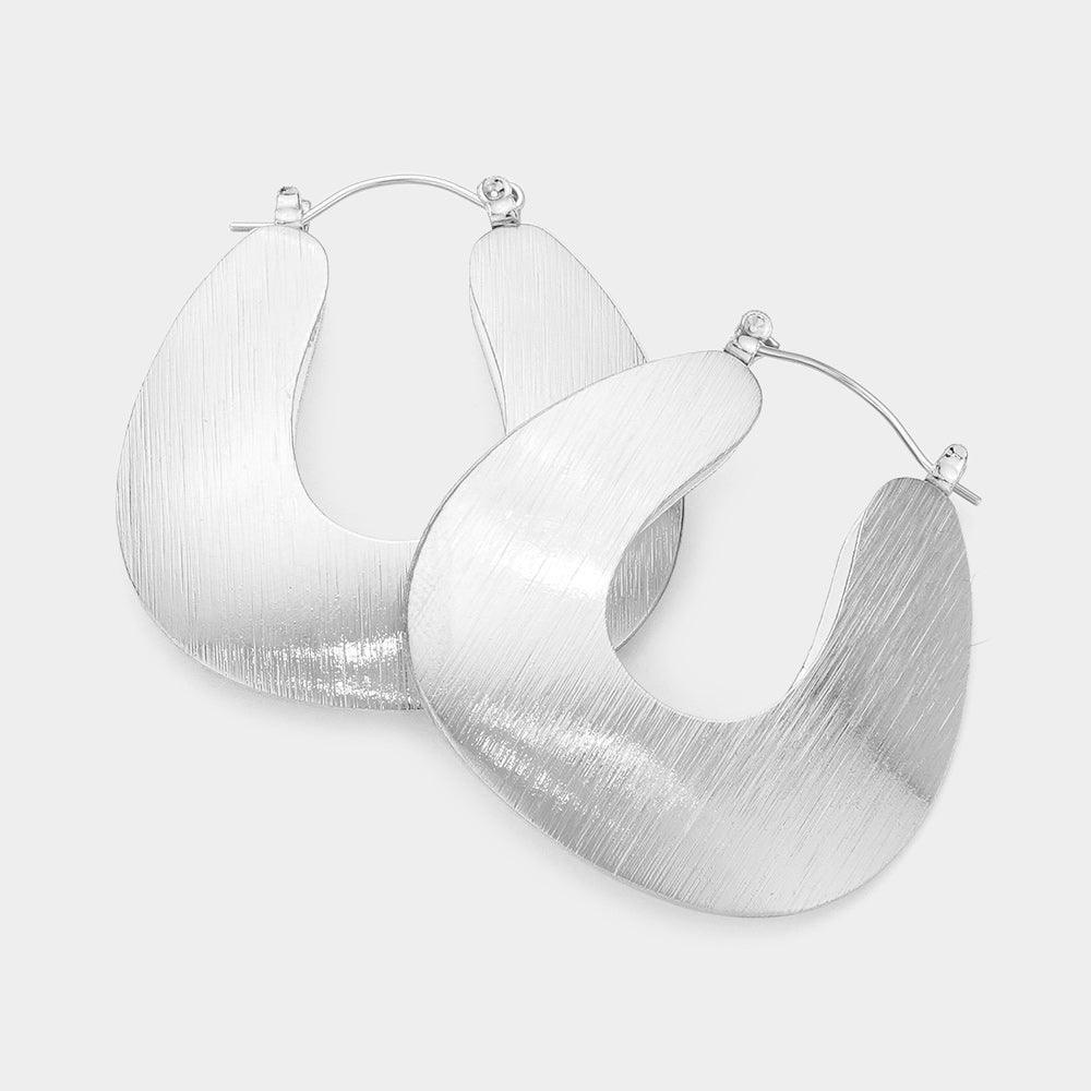 Brushed Metal Hoop Pin Catch Earrings - Jewelry Store by Erik Rayo