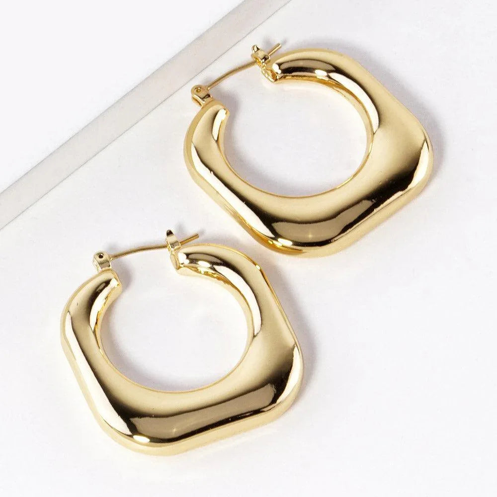 Silver Gold Dipped Square Metal Hoop Pin Catch Earrings - Jewelry Store by Erik Rayo