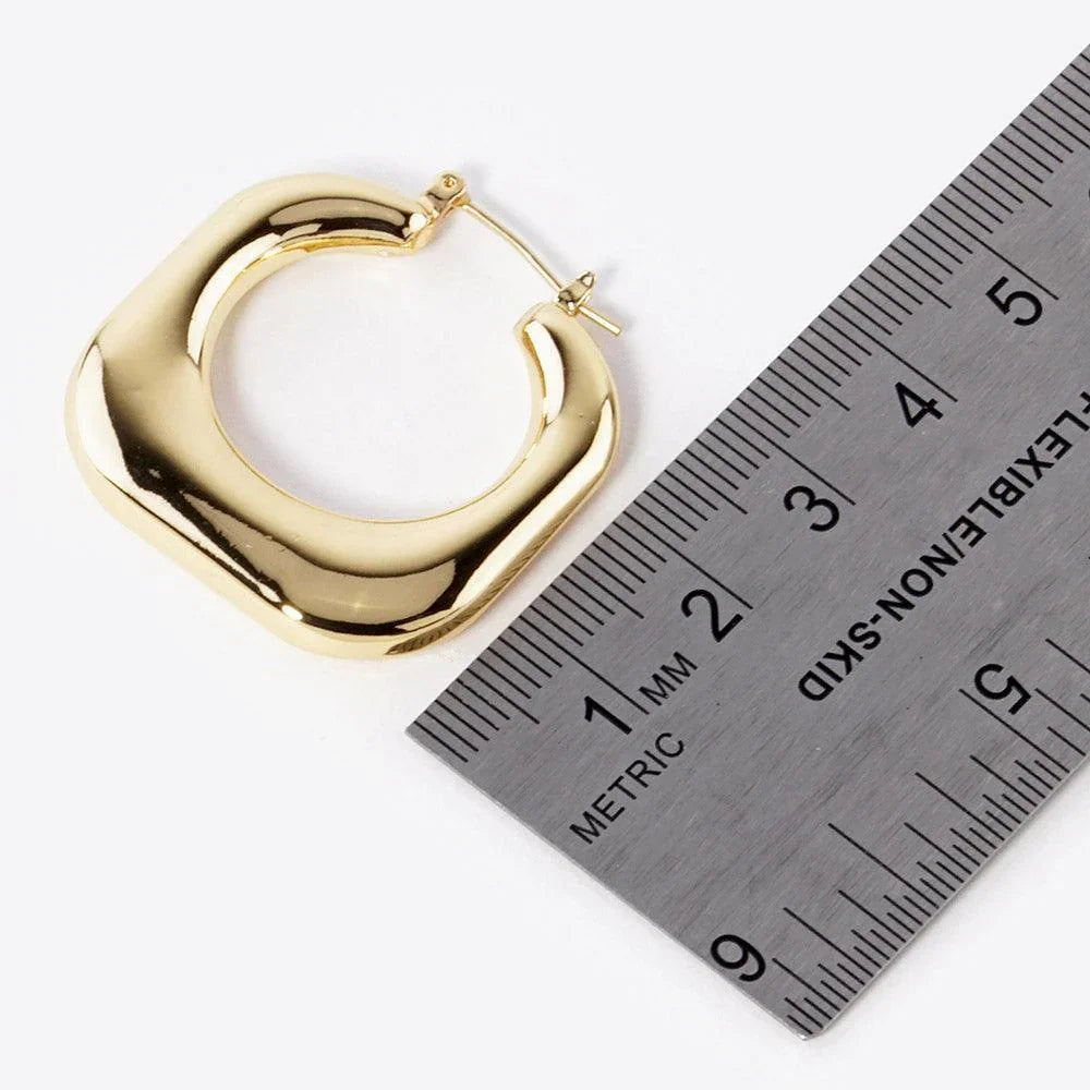 Silver White Gold Dipped Square Metal Hoop Pin Catch Earrings - Jewelry Store by Erik Rayo