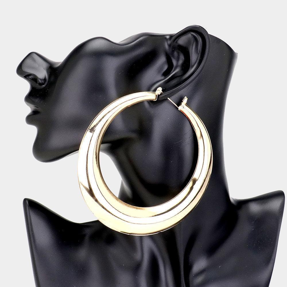 Gold Metal Hoop Pin Catch Earrings - Jewelry Store by Erik Rayo