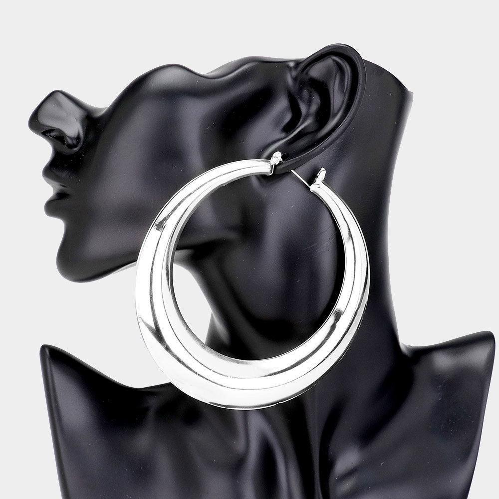 Metal Hoop Pin Catch Earrings - Jewelry Store by Erik Rayo