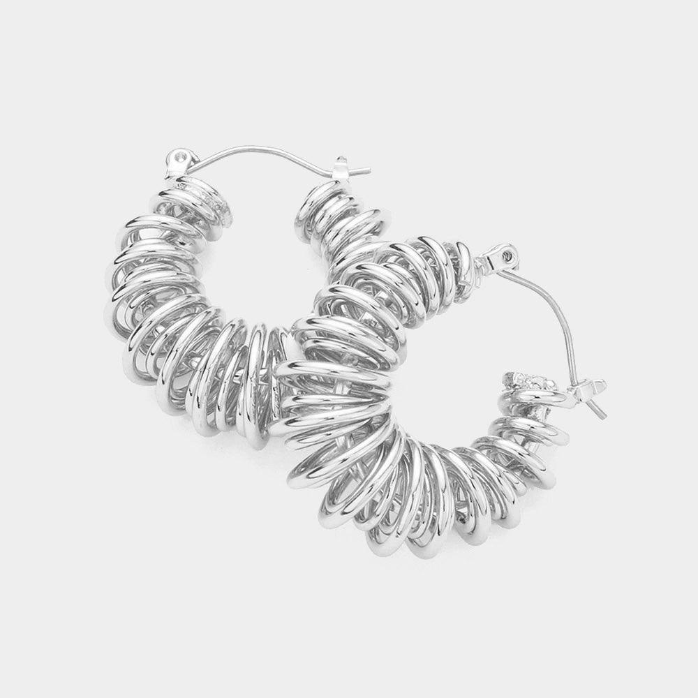 Metal Coil Hoop Pin Catch Earrings - Jewelry Store by Erik Rayo