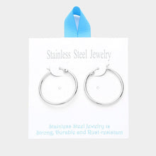 Load image into Gallery viewer, Stainless Steel 1.2 Inch Metal Hoop Pin Catch Earrings
