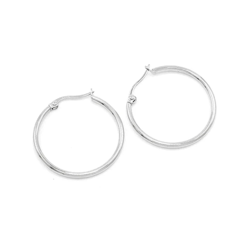 Stainless Steel 1.5 Inch Metal Hoop Pin Catch Earrings - Jewelry Store by Erik Rayo