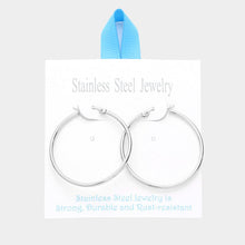 Load image into Gallery viewer, Stainless Steel 1.5 Inch Metal Hoop Pin Catch Earrings
