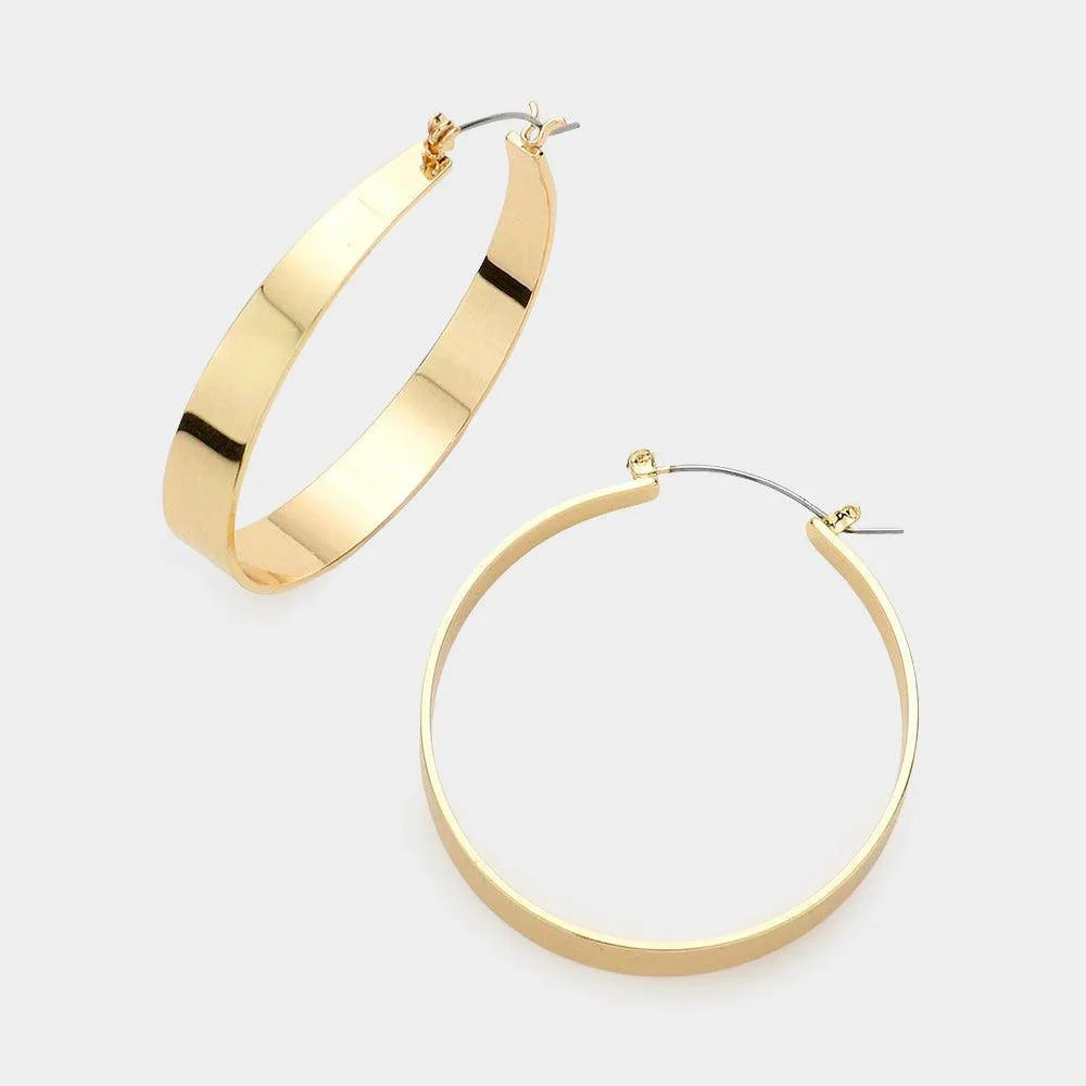 Gold Metal Hoop Pin Catch Earrings - Jewelry Store by Erik Rayo