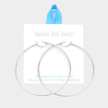 Load image into Gallery viewer, Stainless Steel 2.75 Inch Metal Hoop Pin Catch Earrings
