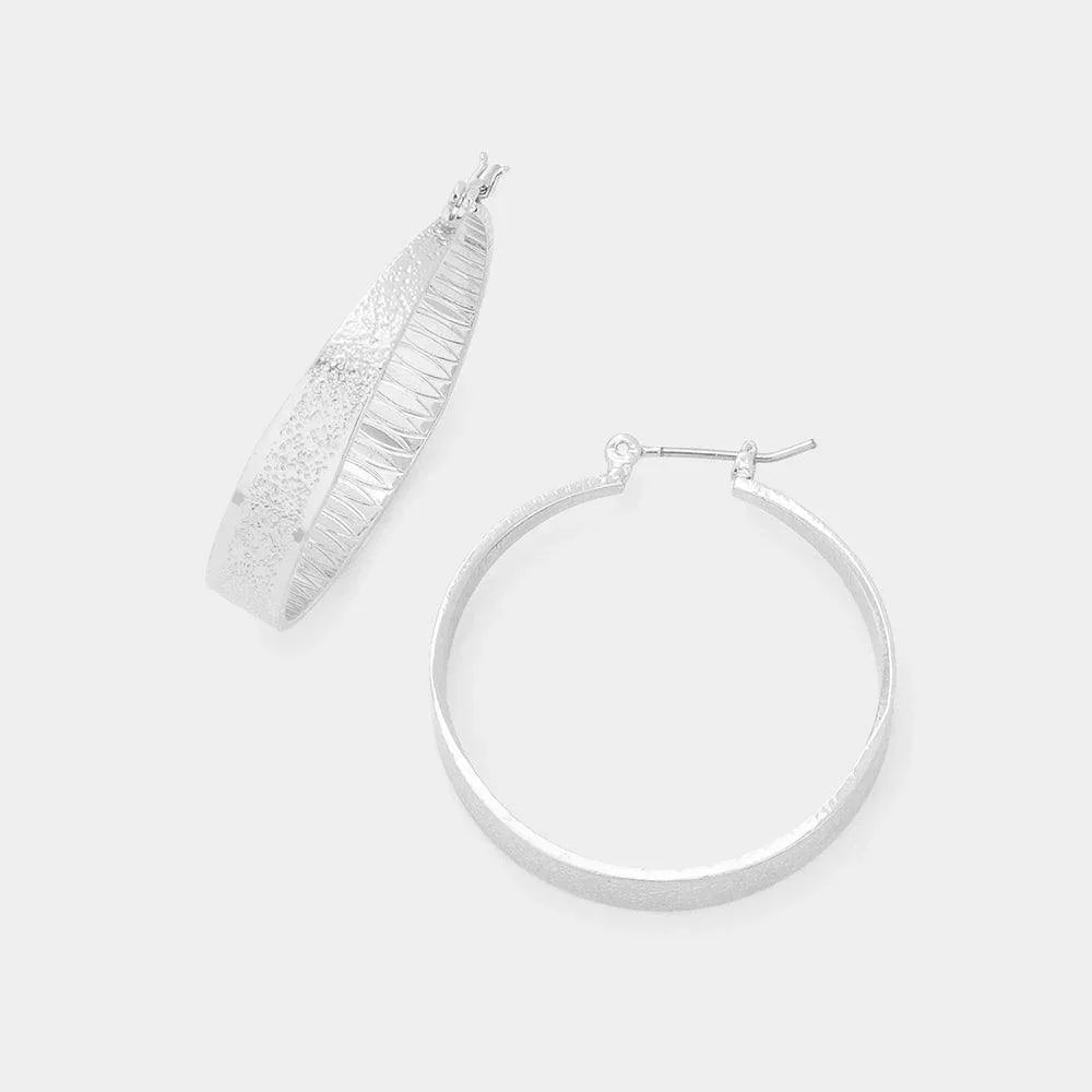 Textured Metal Hoop Pin Catch Earrings - Jewelry Store by Erik Rayo