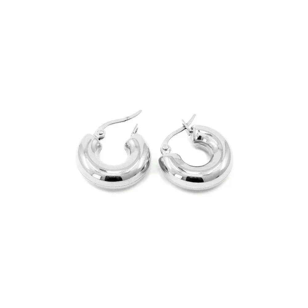 Stainless Steel 0.75 Inch Metal Hoop Pin Catch Earrings - Jewelry Store by Erik Rayo