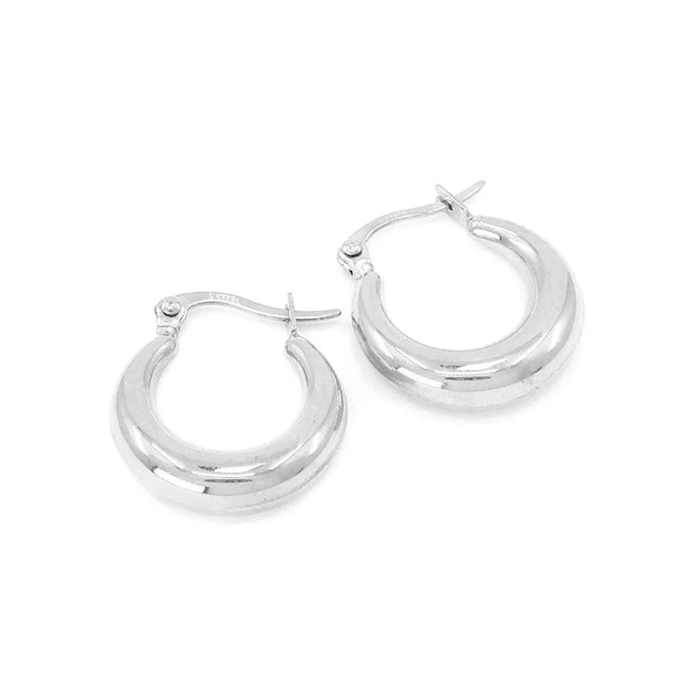 Stainless Steel 0.75 Inch Metal Hoop Pin Catch Earrings - Jewelry Store by Erik Rayo