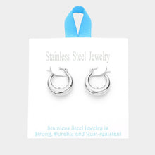 Load image into Gallery viewer, Stainless Steel 0.75 Inch Metal Hoop Pin Catch Earrings
