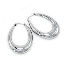 Load image into Gallery viewer, Stainless Steel 1.75 Inch Textured Metal Oval Hoop Pin Catch Earrings
