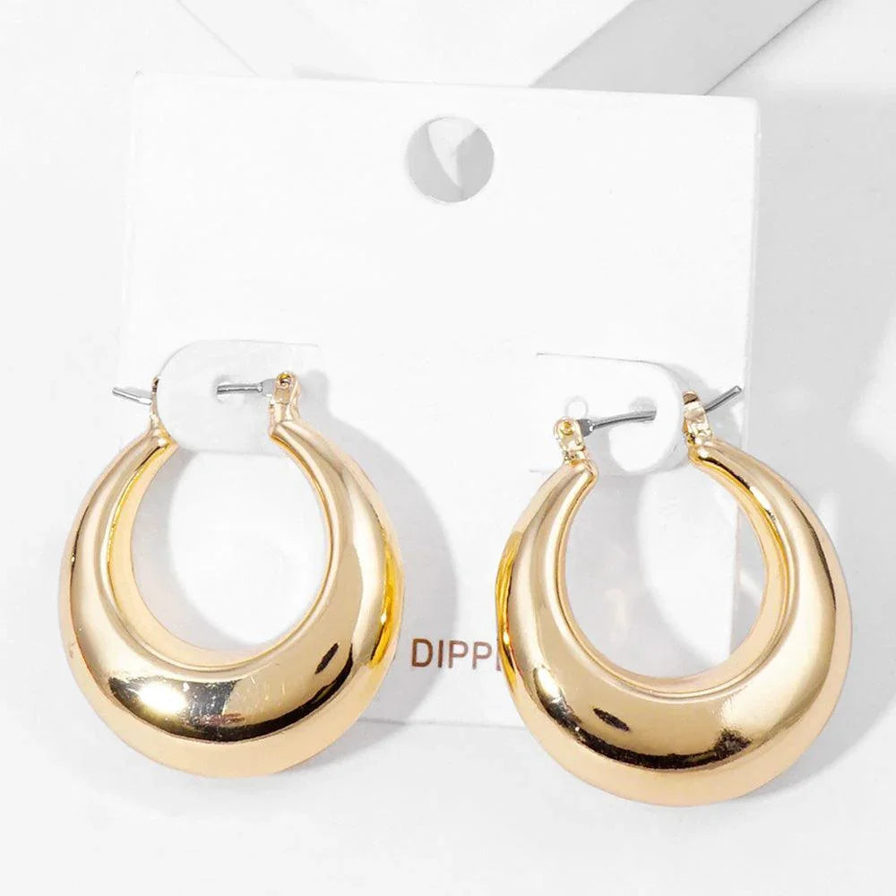 Gold Gold Dipped 1.25 Inch Metal Hoop Pin Catch Earrings - Jewelry Store by Erik Rayo