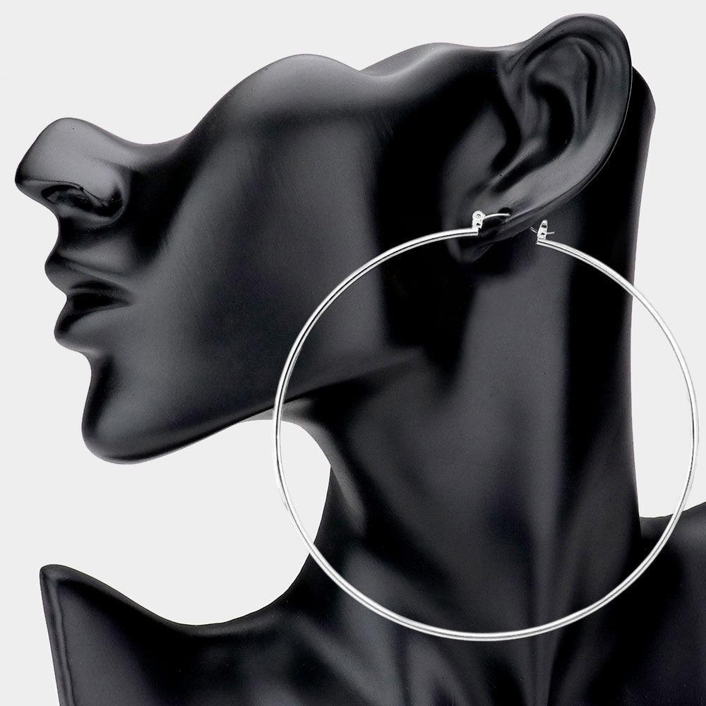 Oversized Metal Hoop Pin Catch Earrings - Jewelry Store by Erik Rayo