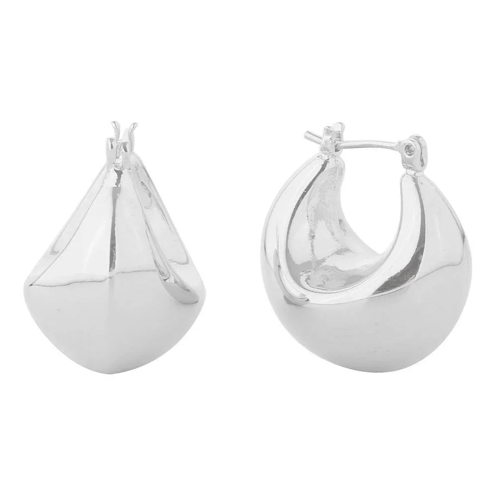 Silver White Gold Dipped Puffy Cloud Hoop Pin Catch Earrings - Jewelry Store by Erik Rayo