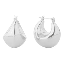 Load image into Gallery viewer, Silver White Gold Dipped Puffy Cloud Hoop Pin Catch Earrings
