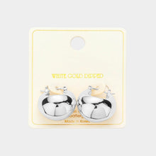 Load image into Gallery viewer, Silver White Gold Dipped Puffy Cloud Hoop Pin Catch Earrings
