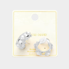 Load image into Gallery viewer, Silver White Gold Dipped Vintage Pearl Pin Catch Hoop Earrings
