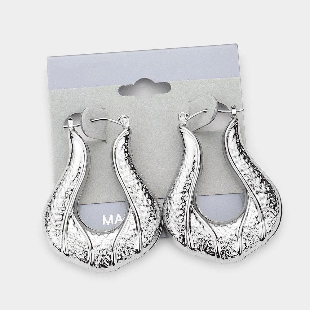 Hammered Hoop Pin Catch Earrings - Jewelry Store by Erik Rayo