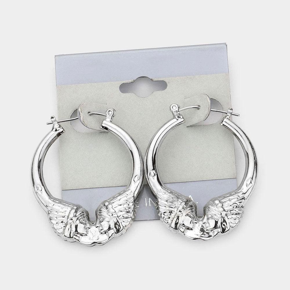 Metal Sphinx Hoop Pin Catch Earrings