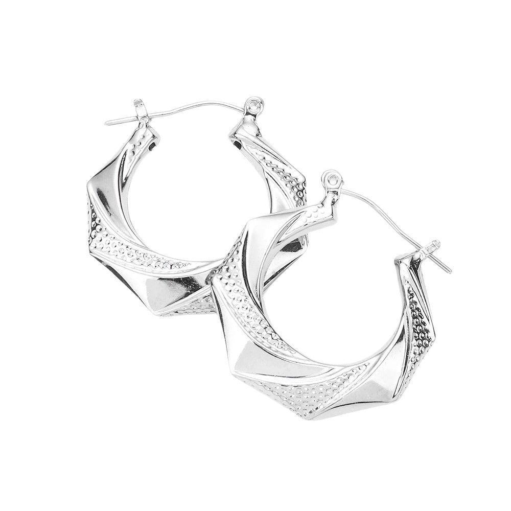 Angled metal hoop pin catch earrings - Jewelry Store by Erik Rayo