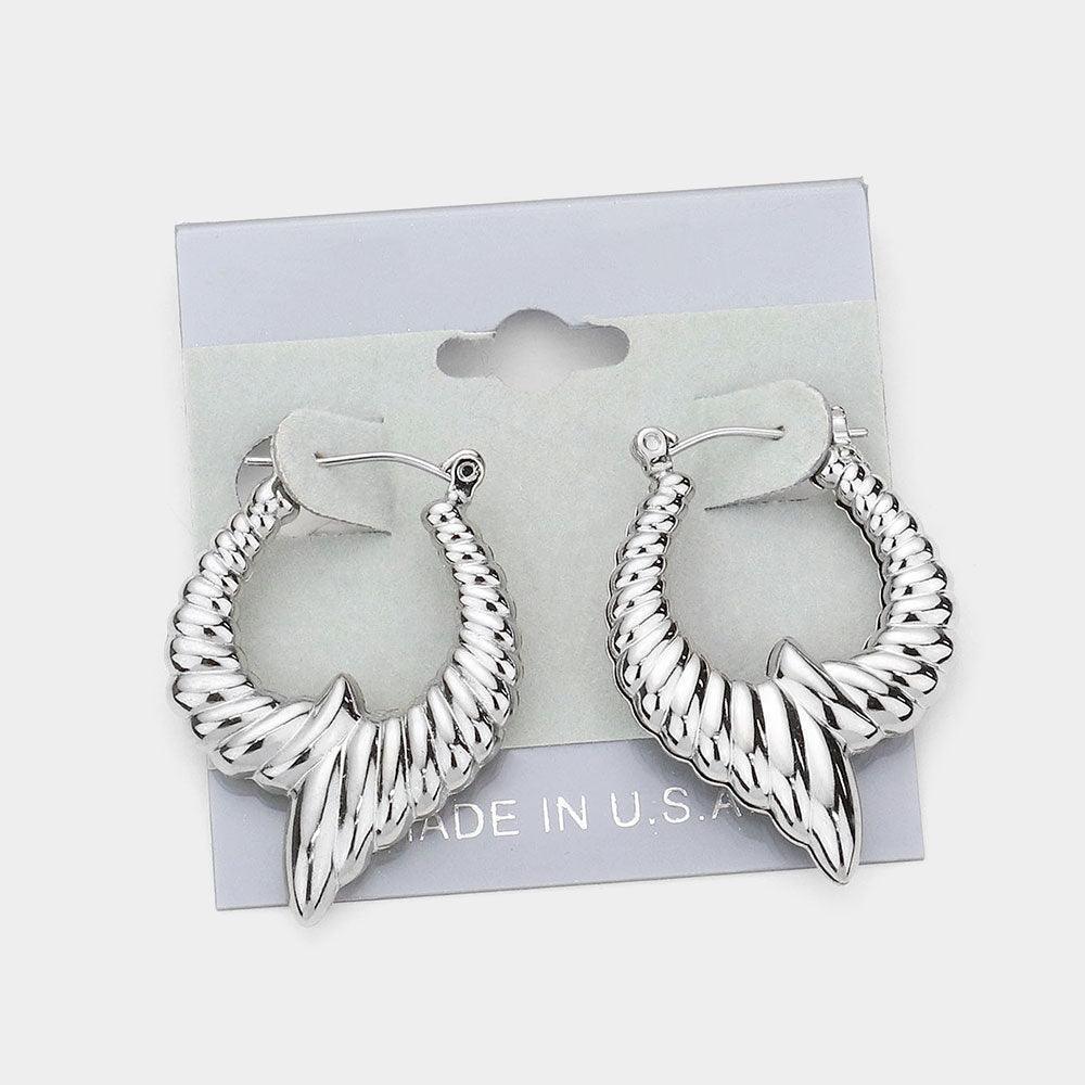 Abstract Metal Hoop Pin Catch Earrings - Jewelry Store by Erik Rayo