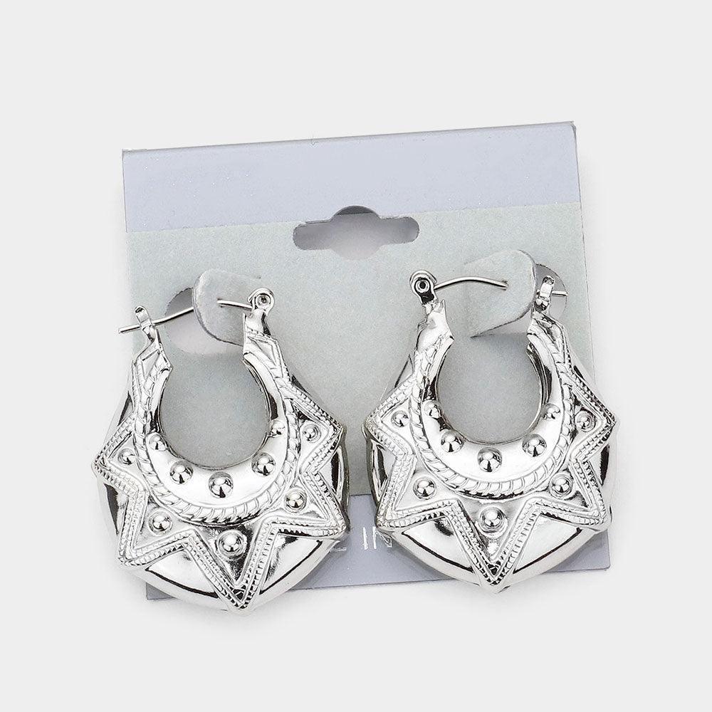 Metal Door Knocker Hoop Pin Catch Earrings - Jewelry Store by Erik Rayo