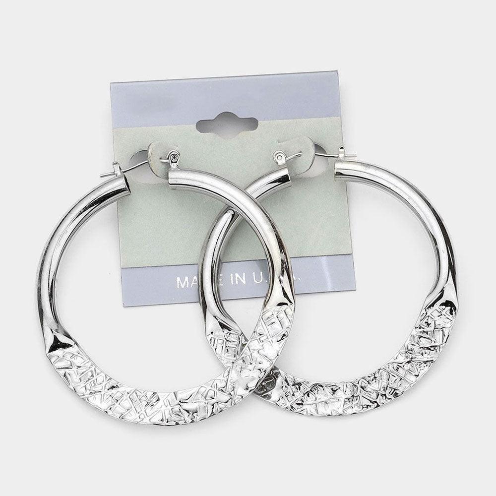 Textured Hoop Pin Catch Earrings - Jewelry Store by Erik Rayo