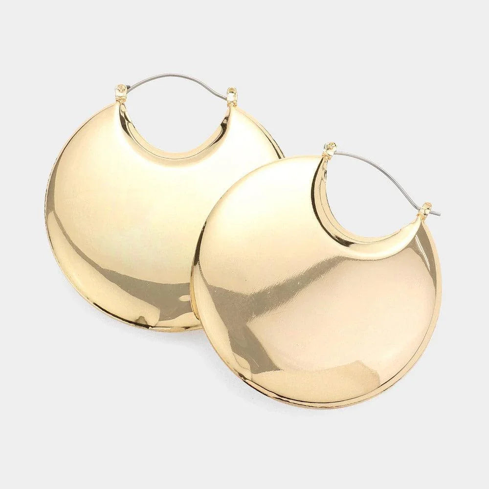 Gold Plain Metal Hoop Pin Catch Earrings - Jewelry Store by Erik Rayo