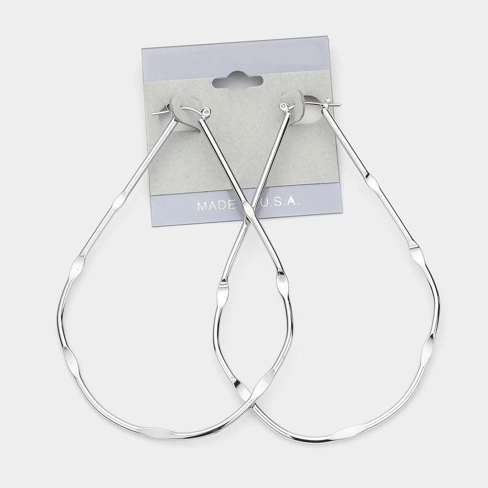 Metal Teardrop Hoop Pin Catch Earrings