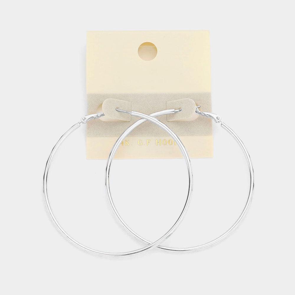 14k White Gold Filled Metal Hoop Pin Catch Earrings - Jewelry Store by Erik Rayo
