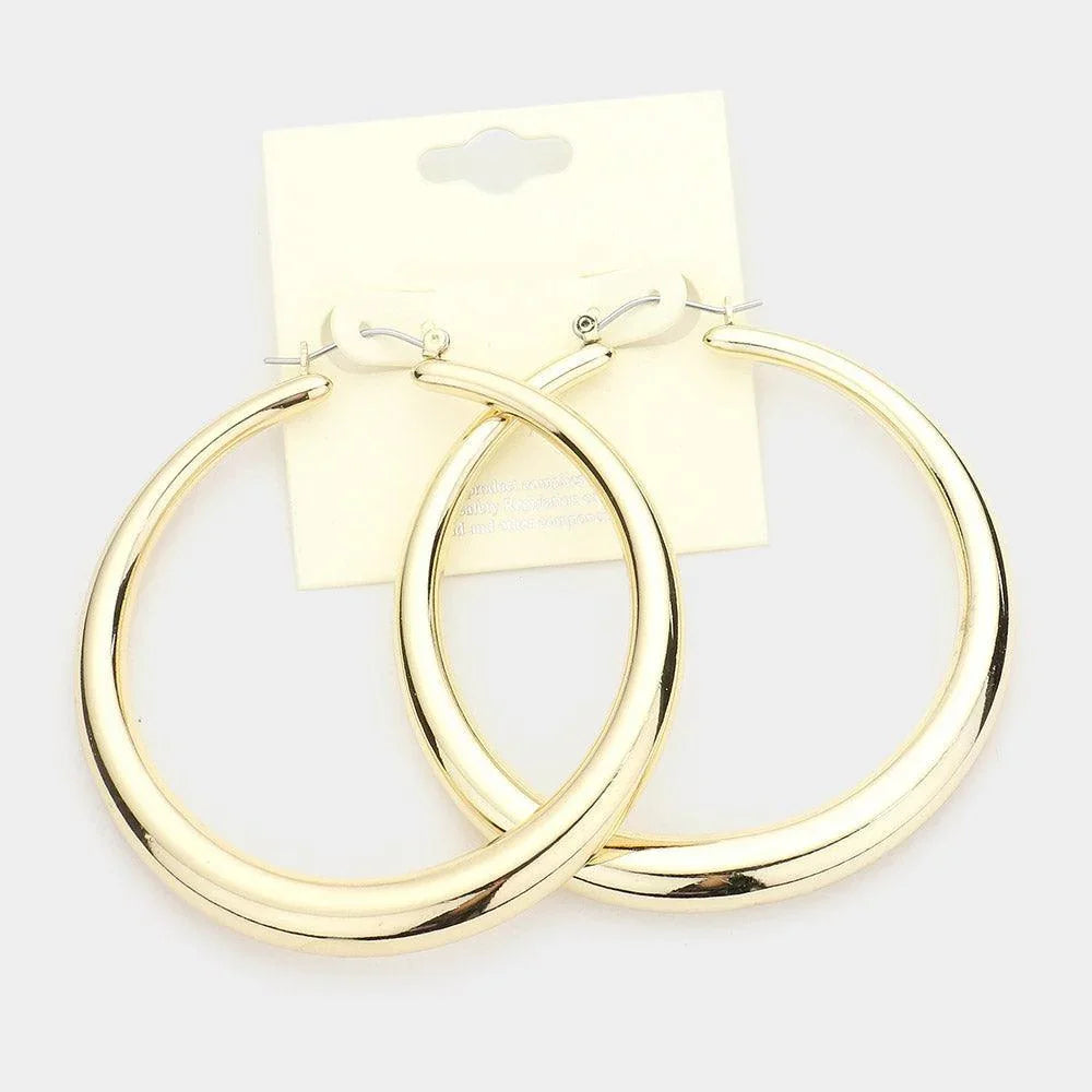 Gold Metal Hoop Pin Catch Earrings - Jewelry Store by Erik Rayo
