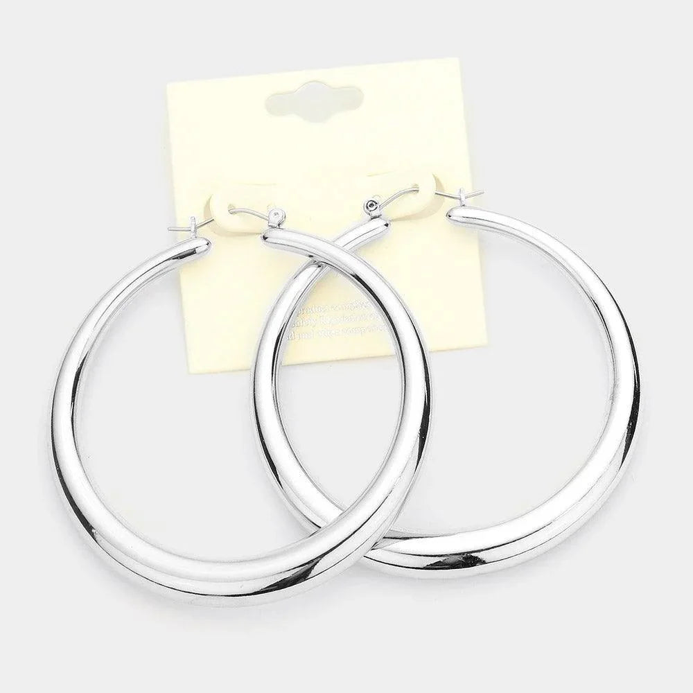 Metal Hoop Pin Catch Earrings - Jewelry Store by Erik Rayo