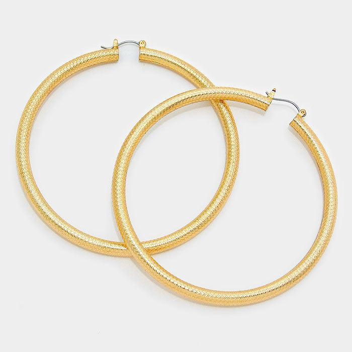 Gold 14K Gold Filled 3 inch Metal Hoop Pin Catch Earrings - Jewelry Store by Erik Rayo