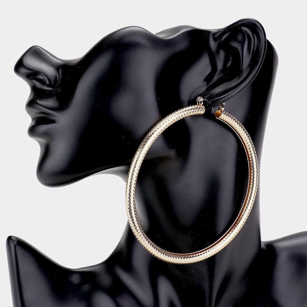 Gold 14K Gold Filled 3 inch Metal Hoop Pin Catch Earrings - Jewelry Store by Erik Rayo