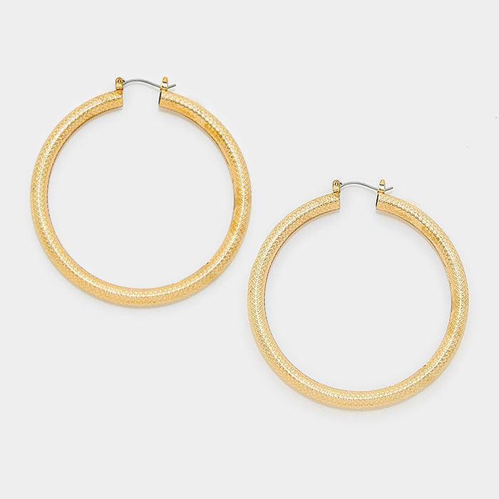 Gold 14K Gold Filled 2.25 inch Metal Hoop Pin Catch Earrings - Jewelry Store by Erik Rayo