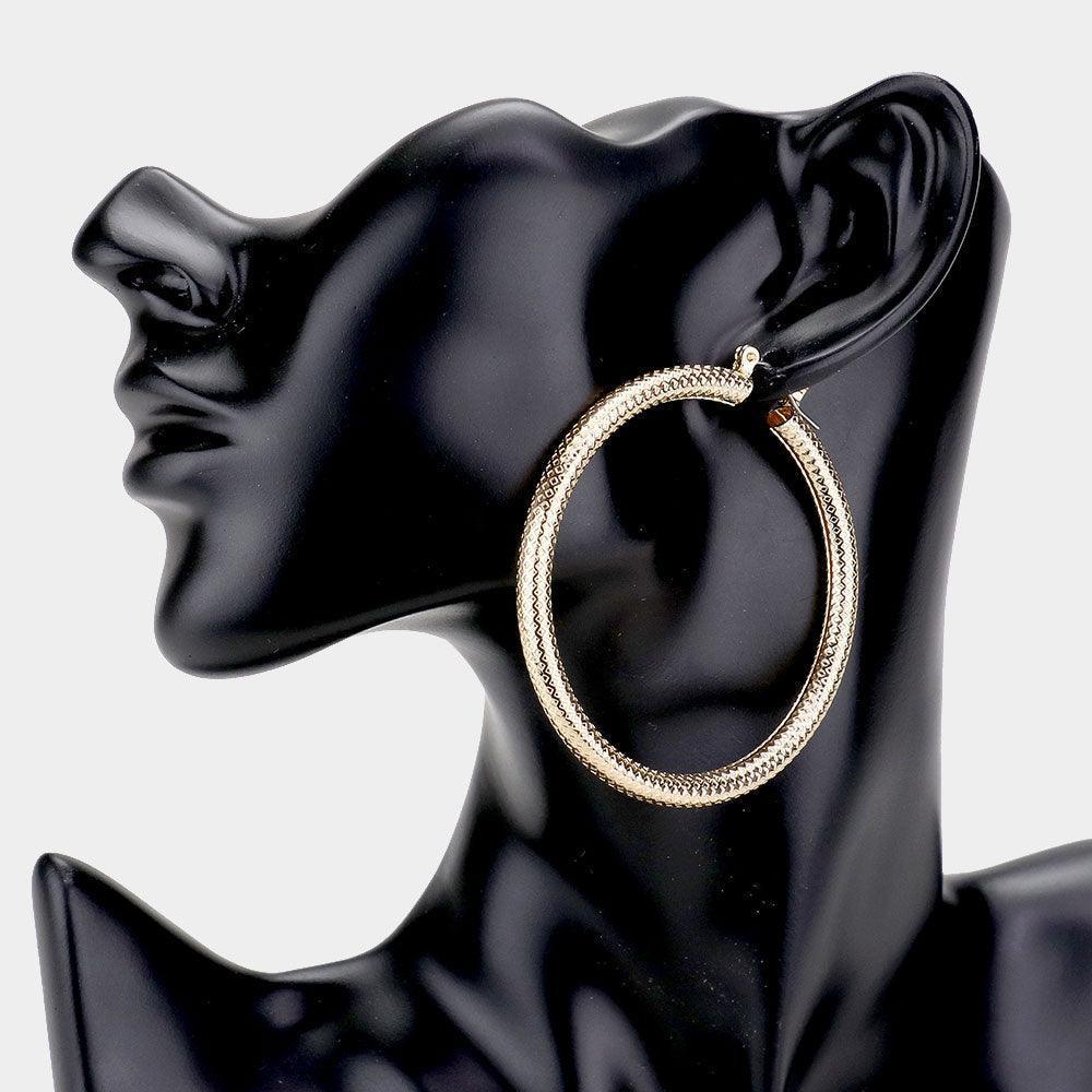 Gold 14K Gold Filled 2.25 inch Metal Hoop Pin Catch Earrings - Jewelry Store by Erik Rayo