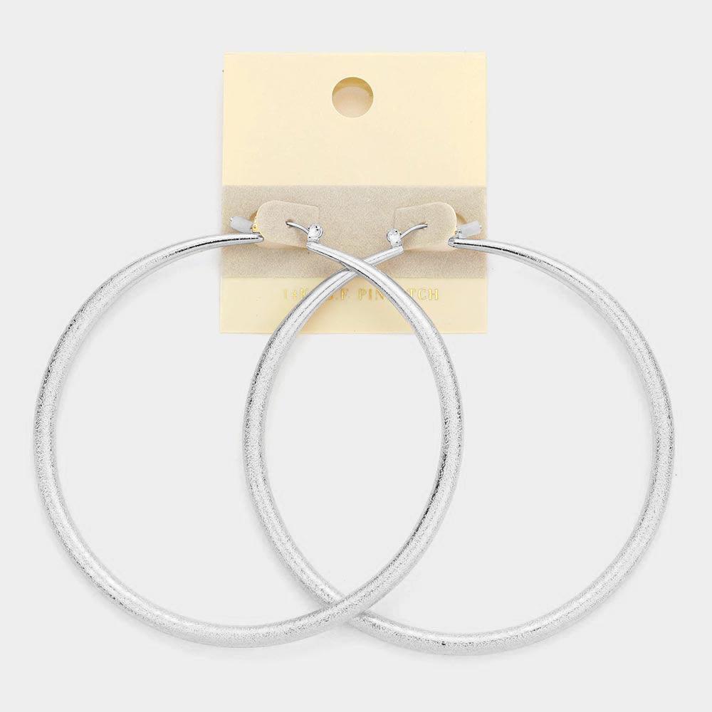 3" 14 K gold filled metal hoop pin catch earrings - Jewelry Store by Erik Rayo
