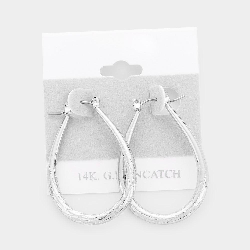 Gold 14K White Gold Filled Metal Teardrop Pin Catch Earrings - Jewelry Store by Erik Rayo
