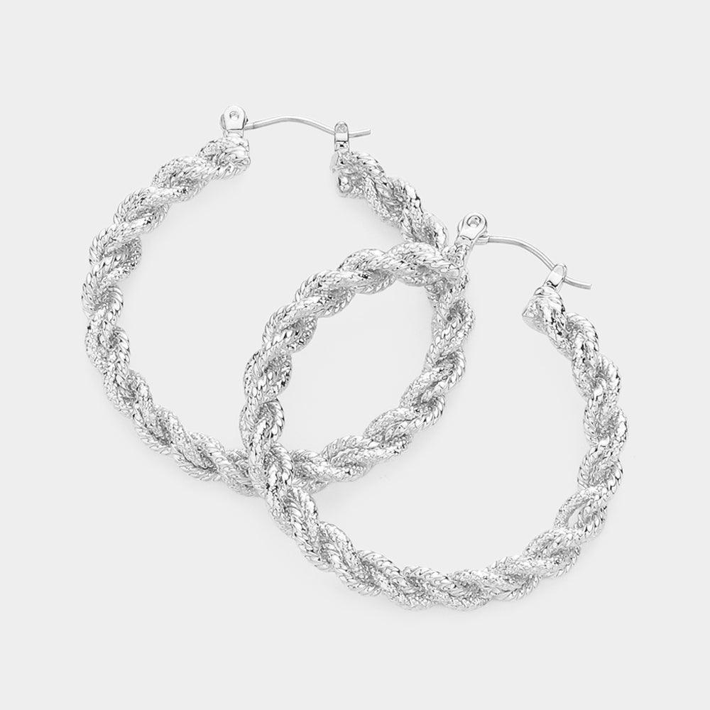Brass Metal Braided Hoop Pin Catch Earrings - Jewelry Store by Erik Rayo