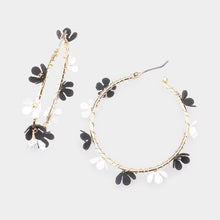 Load image into Gallery viewer, White Flower Cluster Hoop Pin Catch Earrings
