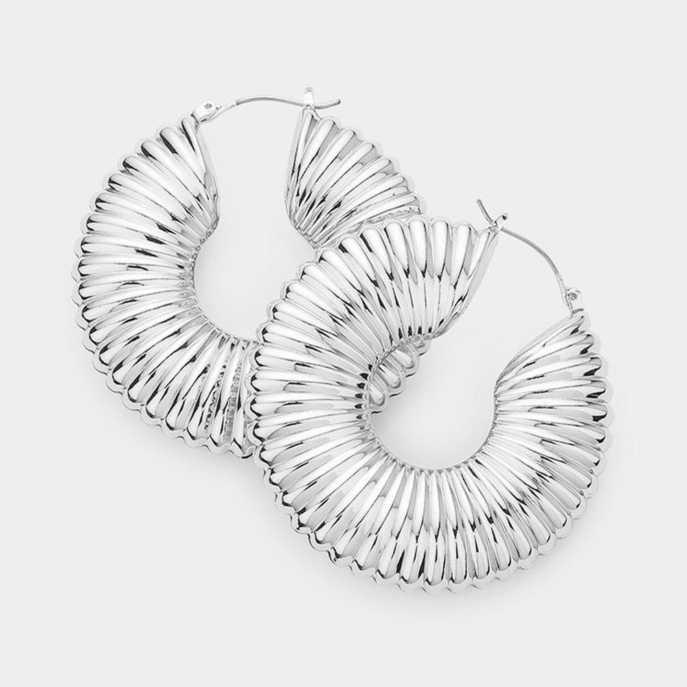 Textured Metal Hoop Pin Catch Earrings - Jewelry Store by Erik Rayo