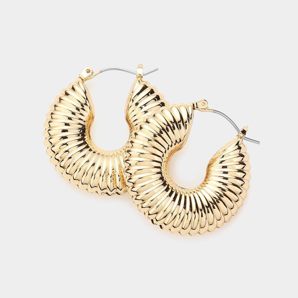Gold Gold Dipped Textured Metal Hoop Earrings - Jewelry Store by Erik Rayo